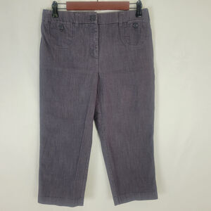 Cato Pants Womens 6 Gray Mid Rise Capri Button‎ Front Pockets W30 x L19